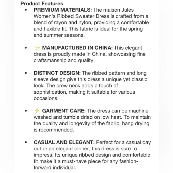 Maison Jules Womens Ribbed Sweater Dress with Buttons - size L - Picture 5 of 11